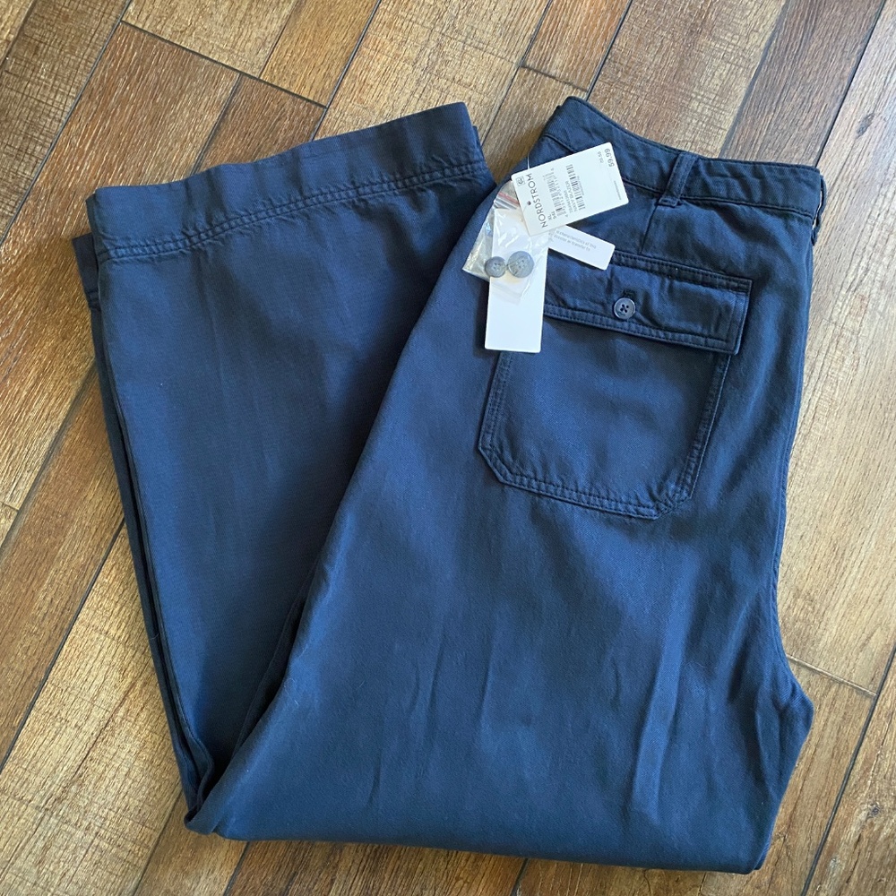 Treasure & Bond XL Navy Wide Leg Pants NWT Front Seam Nordstrom